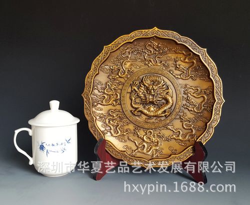 纯铜工艺品九龙盘 风水摆件 铜盘 全铜圆盘摆设 铸铜产品工厂直营