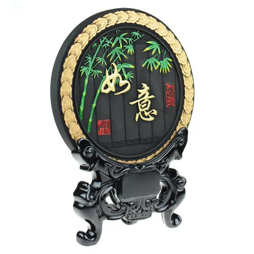 高档218圆盘活性炭雕产品吉祥如意 金色工厂彩绘精雕